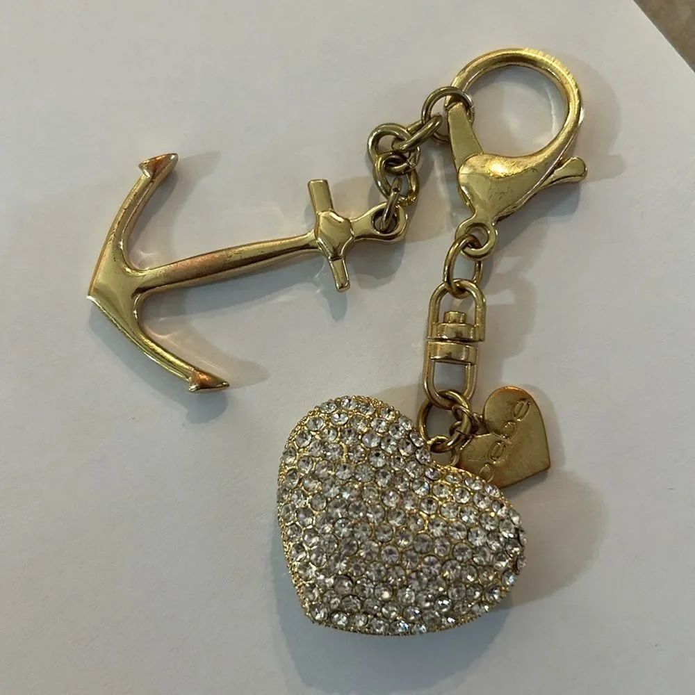 Bebe Rhinestone Heart & Anchor Keychain - Picture 1 of 4